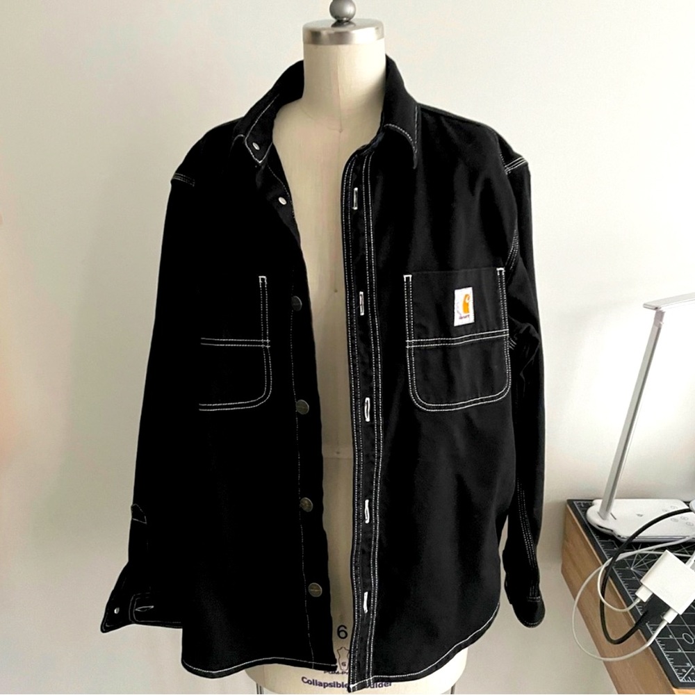 Carhartt Black Shirt Jacket with White Stitching